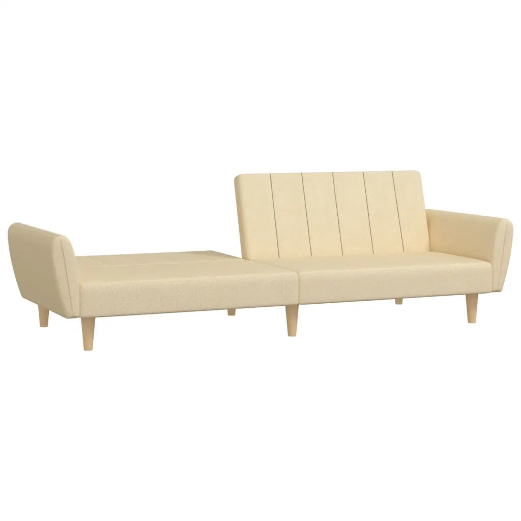 Divano Letto a 2 Posti Crema in Tessuto 375855
