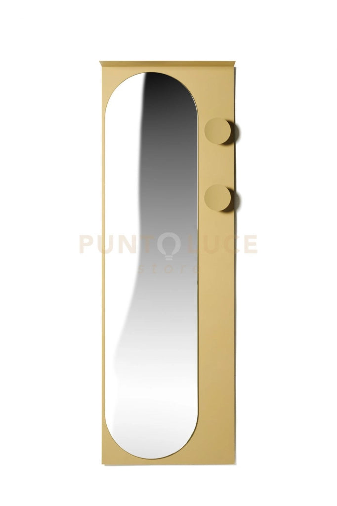 Specchio verticale due pomoli 150x50 cm  in metallo verniciato sabbia