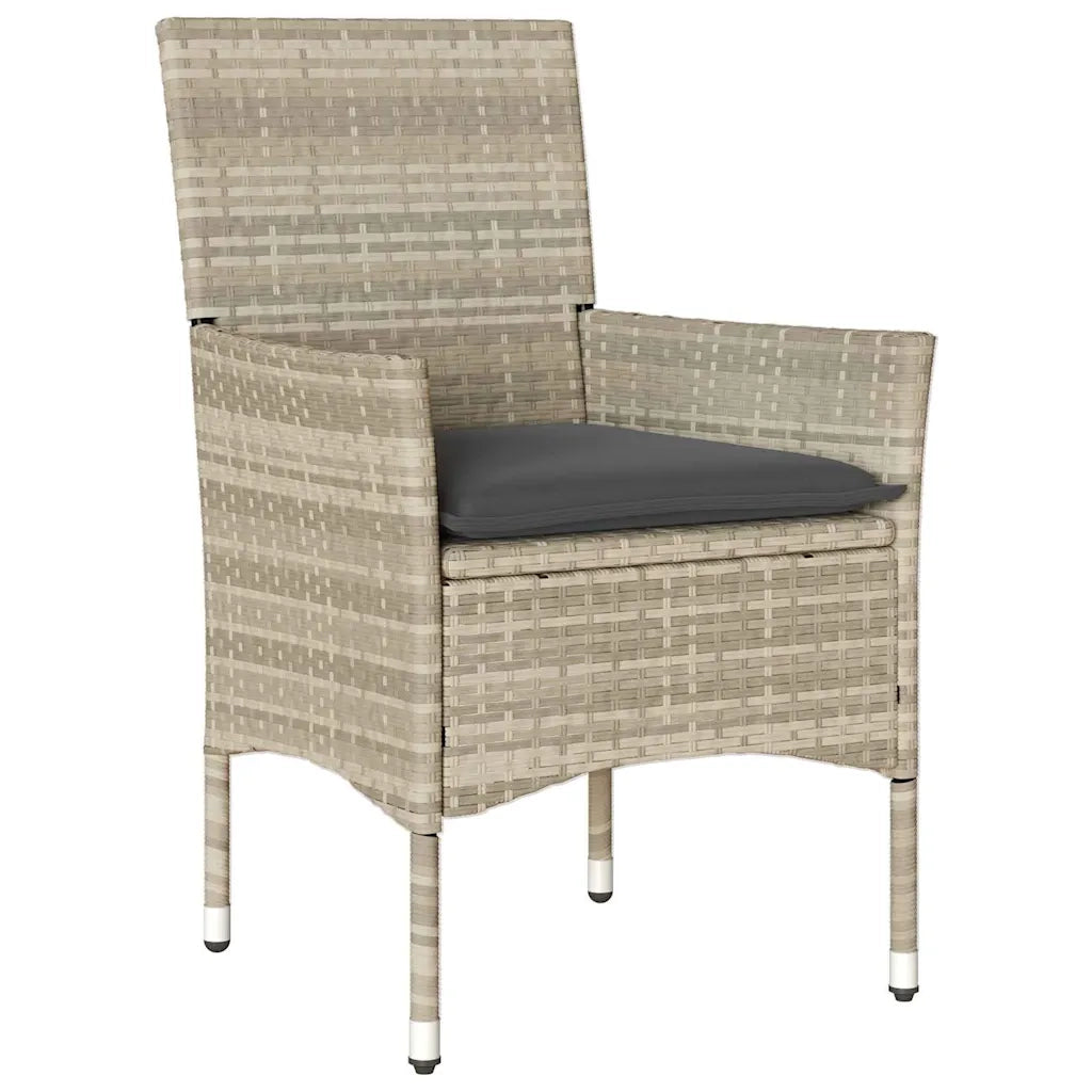 Set da Pranzo per Giardino 5 pcs Grigio chiaro polyrattan