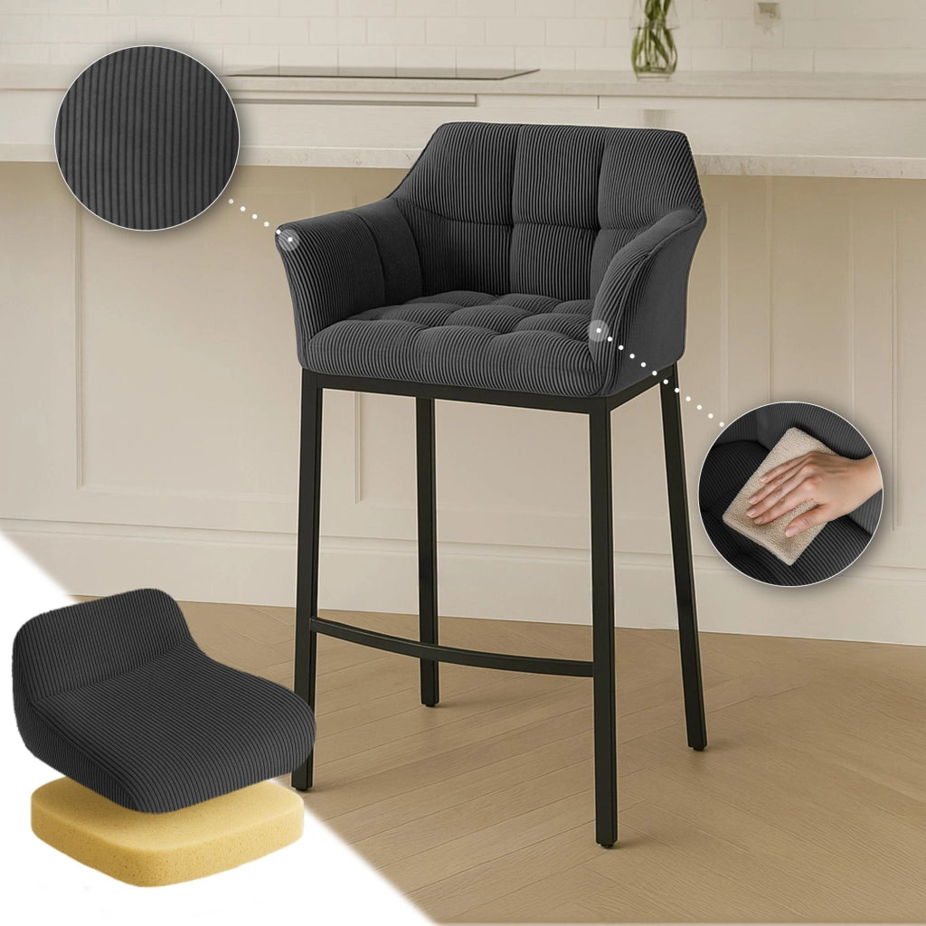 Sgabello bar Damaso B Cord con telaio a 4 piedi 5