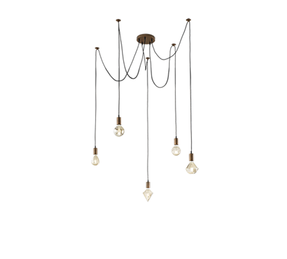 Lampada a sospensione, metallo, rame antico, H max 200 cm, Cord