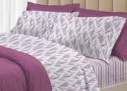 Completo Lenzuola Letto 100% Cotone Italy 3027 Disegno Tulipani - Piazza E Mezza - Rosa