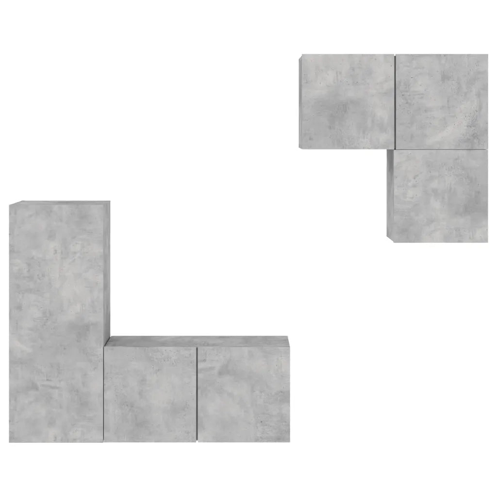 Mobili TV a Muro con LED 4 pz-Credenza per TV sospesa Grigio Cemento Legno Multistrato 571129
