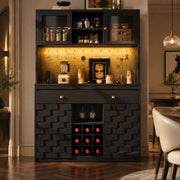 Mobile alto da cucina 120 cm con LED RGB, prese e porte USB nero HAVRYA