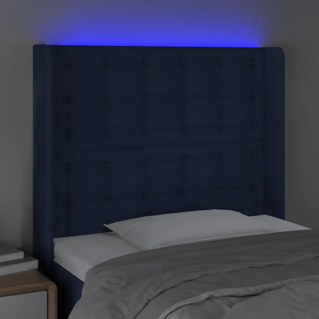 Testiera a LED Blu 83x16x118/128 cm in Tessuto 3124462