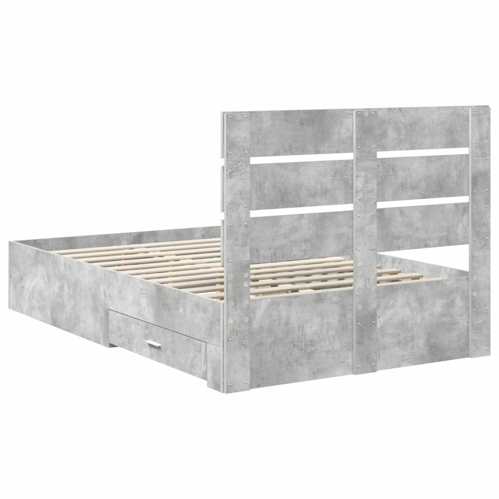 Struttura del letto con cassetto Grigio cemento 120 x 190 cm
