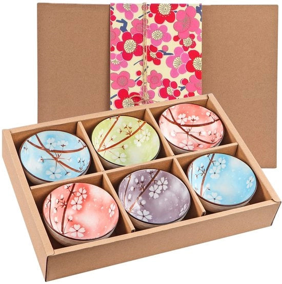 Set di 6 ciotole in ceramica giapponese - Porseleine per soffice, dessert e riso - Duraturo e stile - Servizio da tavola