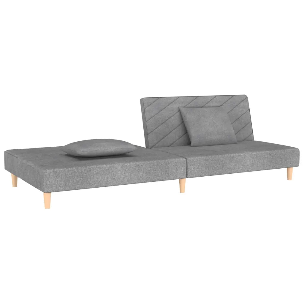 Divano Letto a 2 Posti con 2 Cuscini Grigio Chiaro in Tessuto 375887