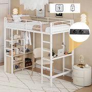 Letto a castello con scrivania e scaffali - Xylo - 90x200 - Bianco