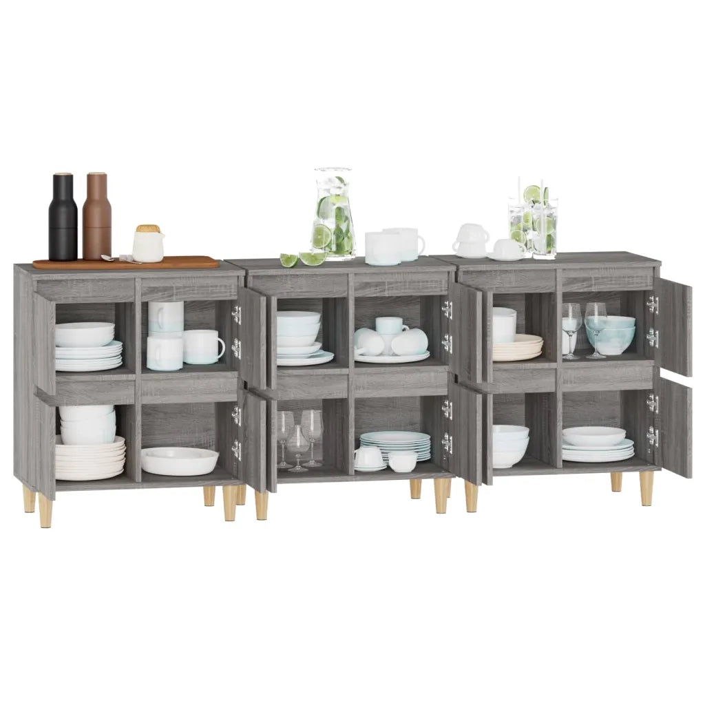 Credenze 3pz | Madia | Buffet da pranzo | Armadio da pranzo Grigio Sonoma 60x35x70 cm in Legno Multistrato