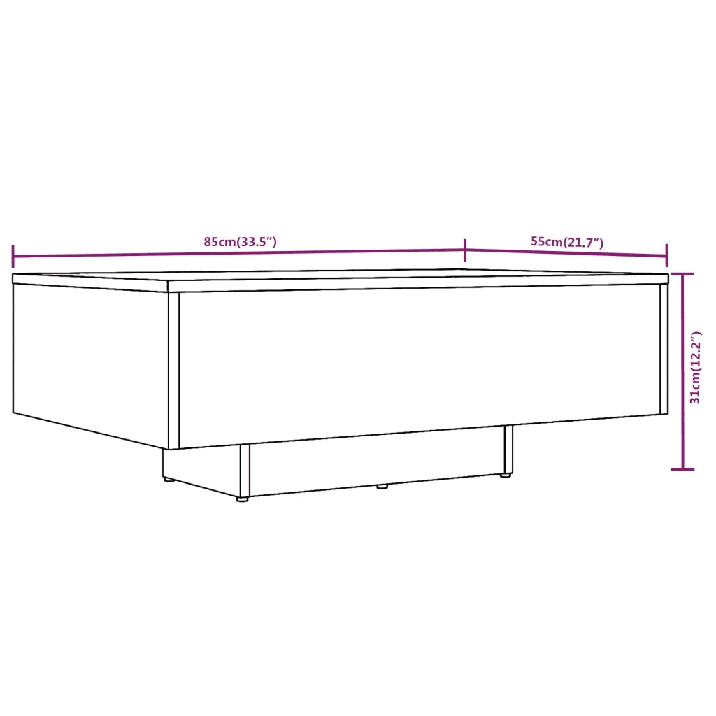 Tavolino da Salotto-Tavolino da soggiorno Rovere Fumo 85x55x31cm in Legno Multistrato