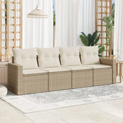 Divano da esterno-Set Divano da Giardino 4 pz con Cuscini Beige in Polyrattan 319970