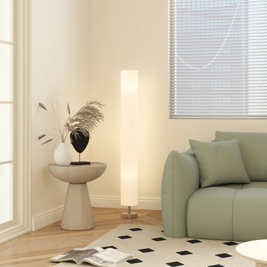 Lampada da terra colonna moderna luce calda ¨C zephmum ¨C inox bianco 14x14x120 cm
