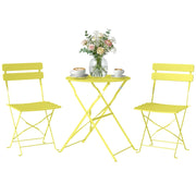 Set Giardino Tavolo e Sedie Pieghevoli ¨C zephmum ¨C Giallo, Legno, 3 Pezzi
