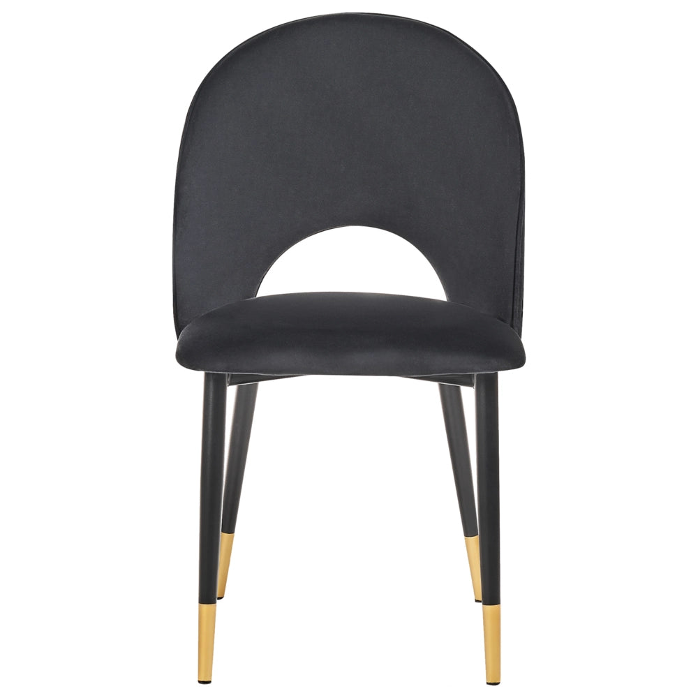 Set di 2 sedie da pranzo rivestimento in velluto Nero gambe nere glamour retrò