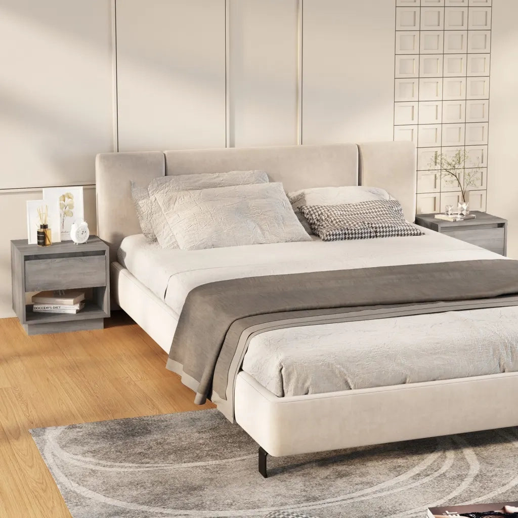 Comodini 2 pz-Set di 2 Tavolino da notte Grigio Sonoma 45x34x44 cm in Truciolato