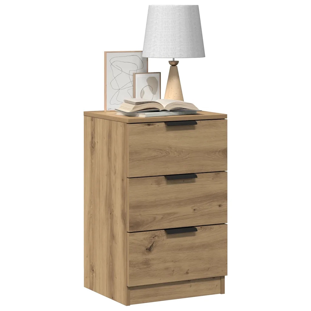 Comodini 2pz Rovere Artigianale 40x36x65cm in Legno Multistrato 856935