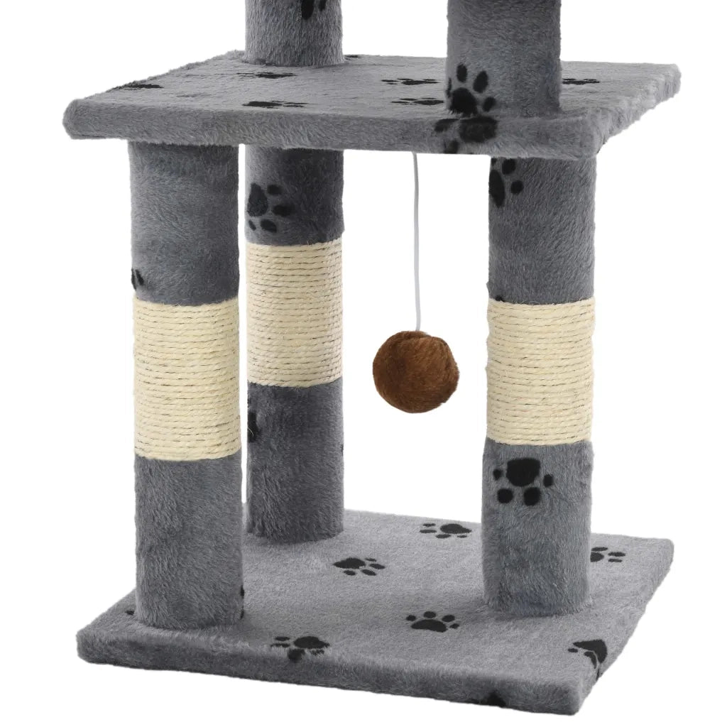 Albero per Gatti Tiragraffi in Sisal 65 cm Zampe Stampate Grigio CFW9413928