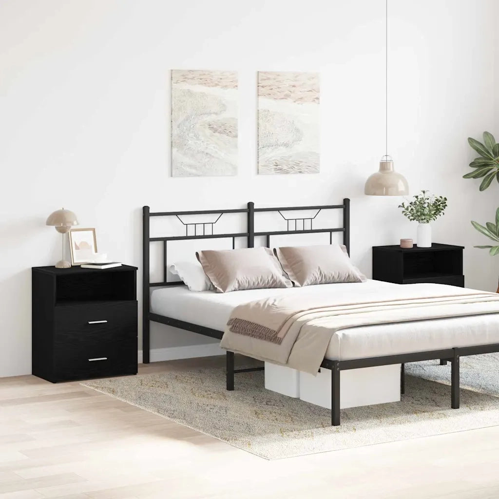 Set di 2 Comodini | Armadio da Notte | Mobiletto da notte Rovere Nero 50 x 32 x 60cm Legno multistrato