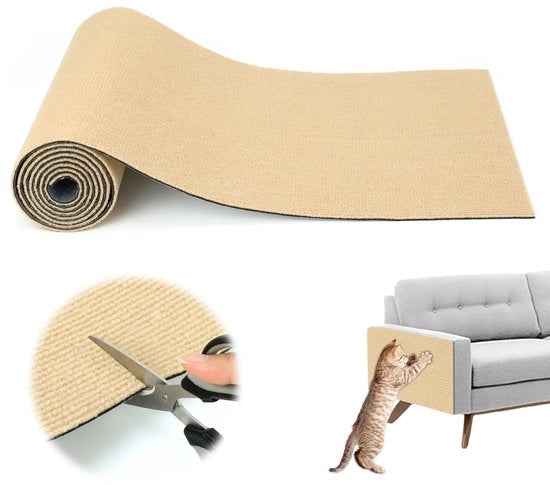 Zelfklevende Krabmat per Gatto, 200×40cm, Mat per Protezione dalle Krabbe per Gatto, Krabmat per Parete, Mobili, Porta e Divano (Kaki)