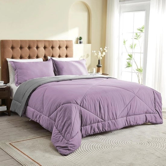Duvet estivo reversibile comodo 240x220 cm con imbottitura microfibra in Blu/Grigio