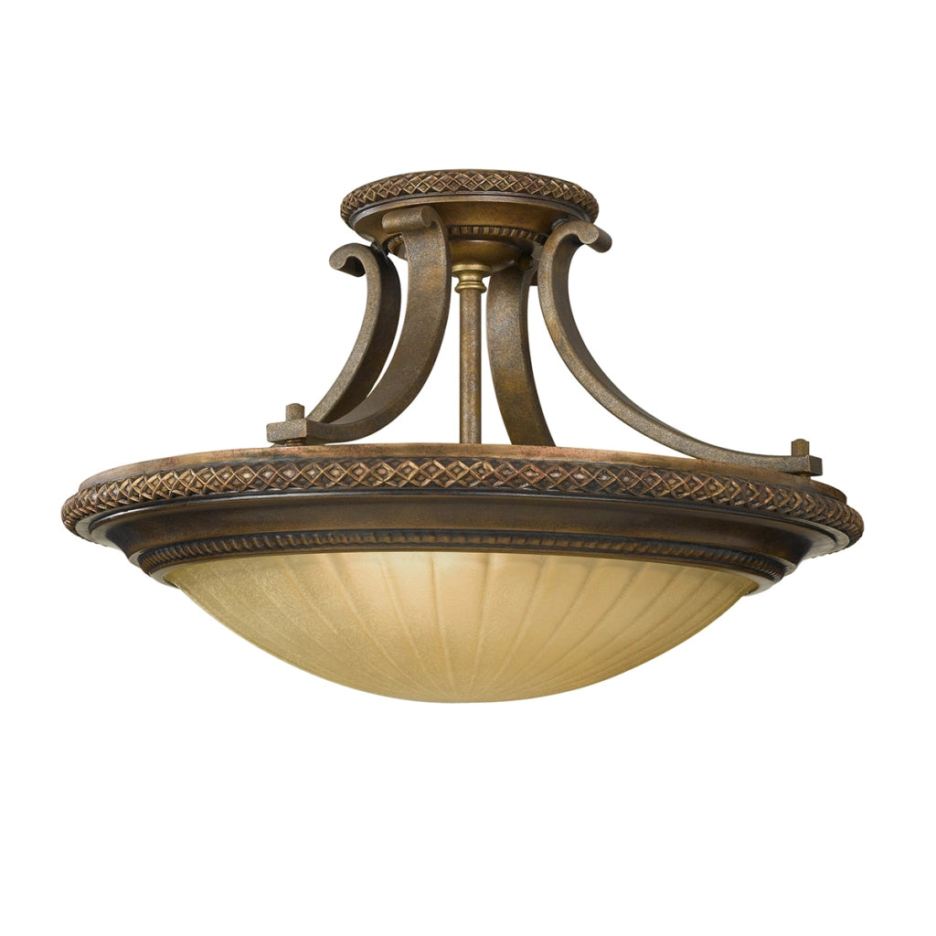 Plafoniera Feiss Kelham Hall 2xE27 bronzo vetro scavo 46cm