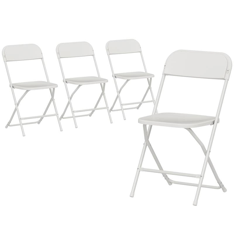 SET 4 SEDIE PIEGHEVOLI CON FORI DI DRENAGGIO IN PLASTICA E METALLO, 45X49X79.5 CM, BIANCO