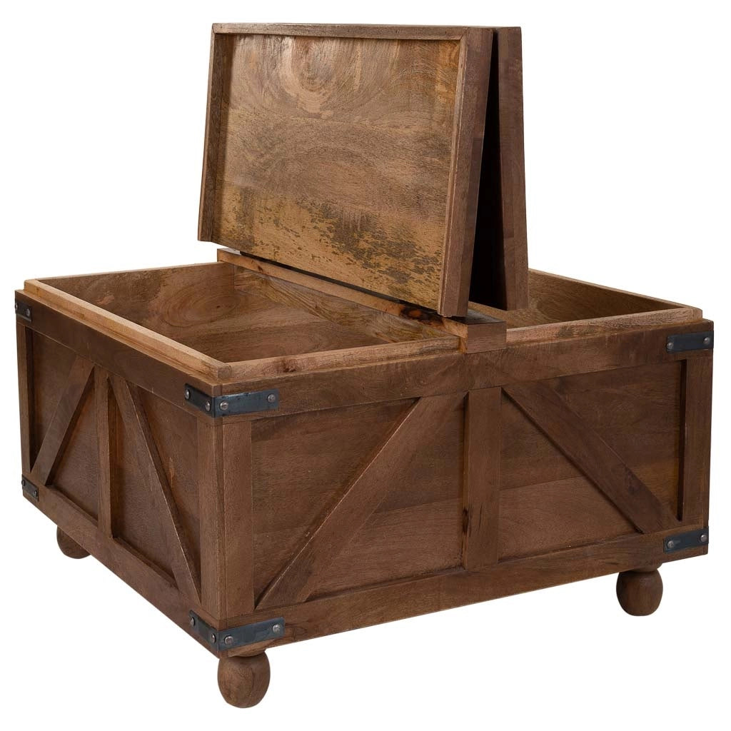 Tavolino cassaSgabello in legno marrone 76x76x45h
