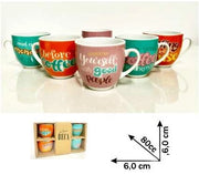 Set 6 Tazzine Tazze da Caffè in Ceramica senza Piattini Words