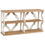 Scaffale in legno marrone e bianco con 3 ripiani 163x42x85h cm