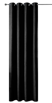 Tenda Porta Finestra 140x280 Cm Raso Sintetico 1 Pannello Coprente Occhielli Acciaio Nero