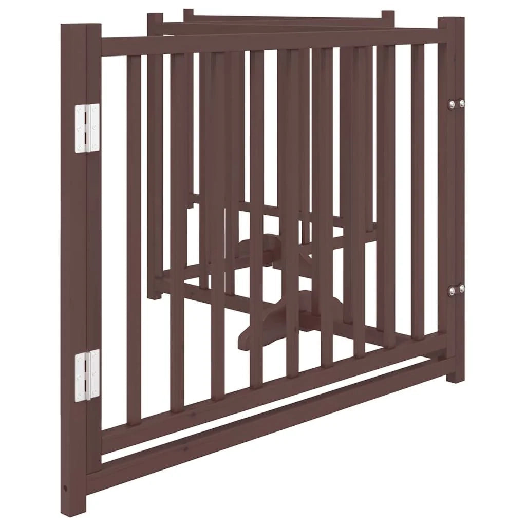 Cancelletto di sicurezza per cani con 4 pannelli in legno massello di abete marrone 02_0023308
