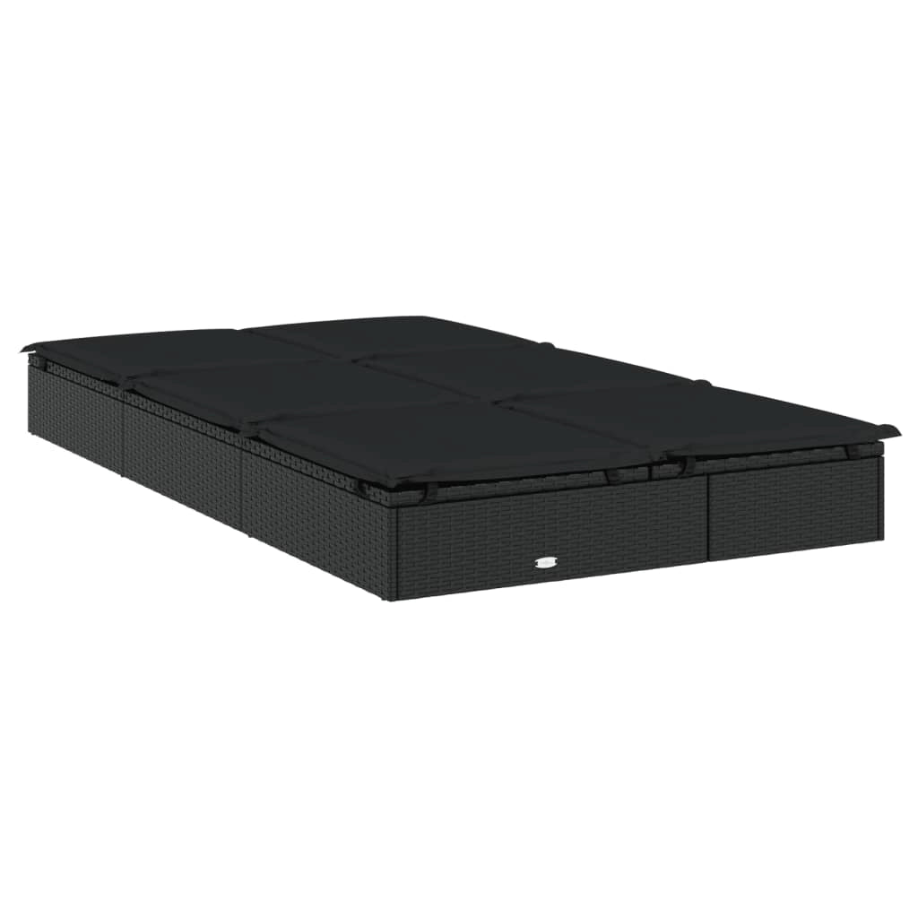 Lettino prendisole sedia a sdraio lettino prendisole letto da giardino mobili da giardino mobili da esterno a 2 posti con cuscini resina intrecciata nera 02_0012946