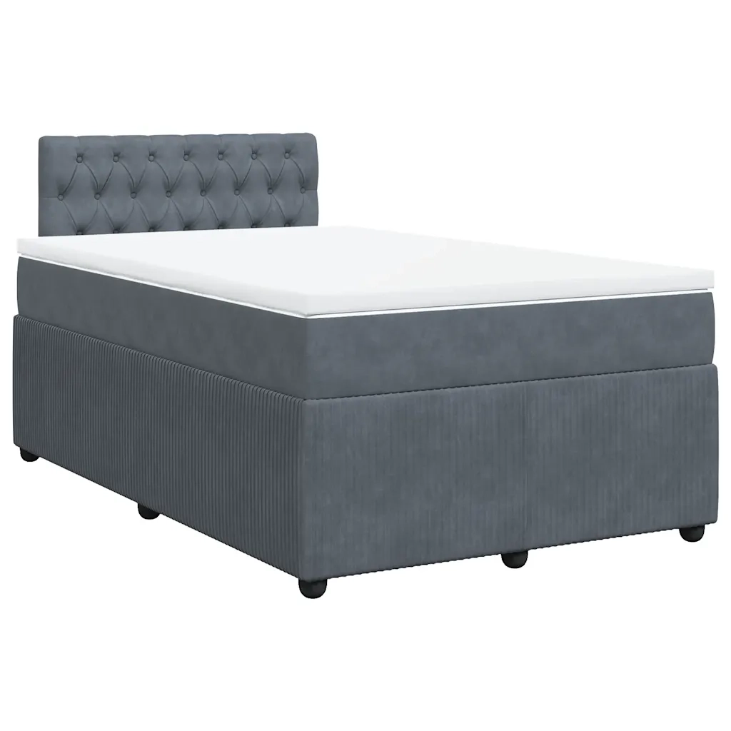 Giroletto a Molle con Materasso Grigio Scuro 120x200 cm Velluto