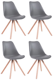 Set di 4 sedie Toulouse in ecopelle rotonde grigio,natura