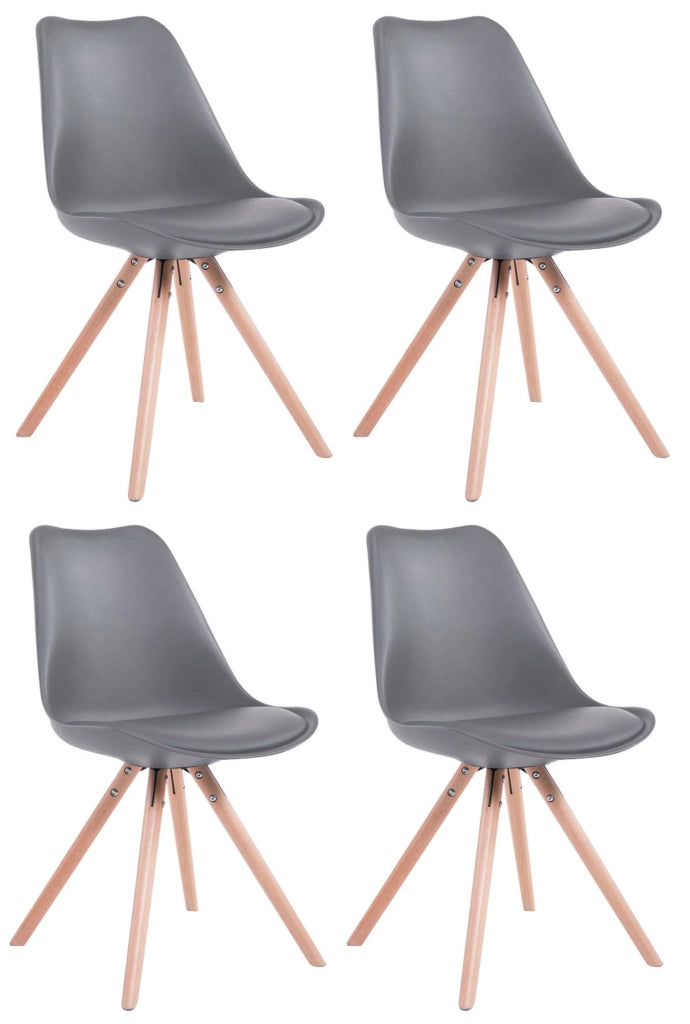 Set di 4 sedie Toulouse in ecopelle rotonde grigio,natura