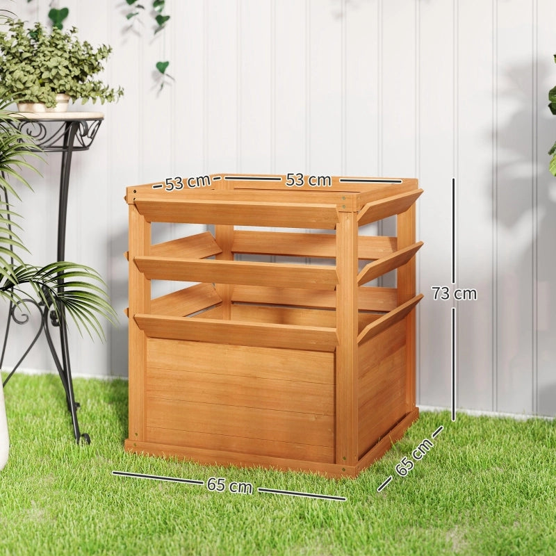Hochbeet in legno di abete con grigliato, fondo aperto, 65x65x73 cm, marrone scuro