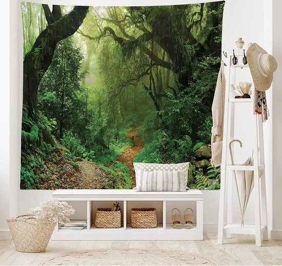 Tappeto per parete Rainforest - decorazione per parete - 1 pezzo - verde marrone - tessuto - 230 x 140 cm