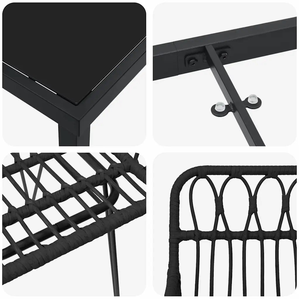 Set da Pranzo per Giardino 5 pcs Nero 3379186
