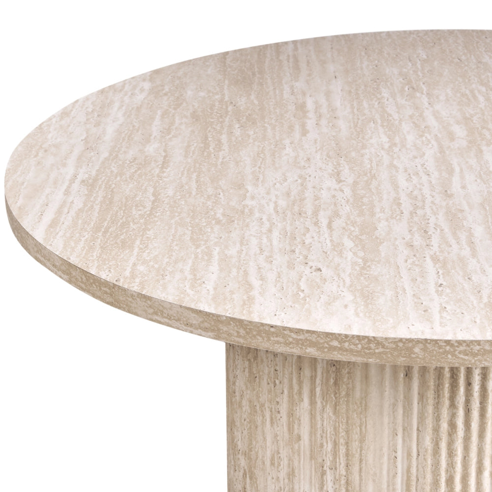 Tavolino con piano in MDF impiallacciato Base in pietra ø 80 cm Beige Design moderno Soggiorno