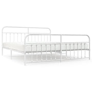 Letto matrimoniale | Letto per adulti | Giroletto con Testiera e Pediera Metallo Bianco 193x203 cm