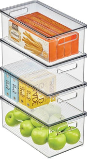 Organizzatore per cucina Set da 4 - Scatole di conservazione alimenti con coperchio rimovibile - Organizzatore per lavello e zona a lato - Grigio trasparente