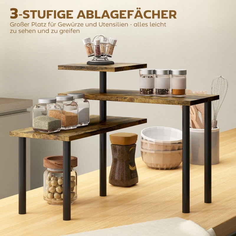 RIPIANO DA CUCINA girevole a 3 livelli 40 x 18 x 36,5 cm Marrone rustico