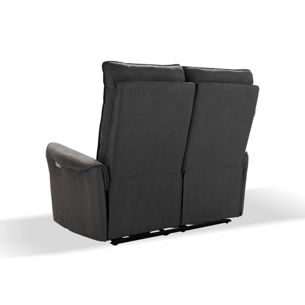 Divano 2 posti 2 recliner elettrici effetto nabuk Thun colore grigio