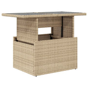 Tavolo da Giardino | Tavolino da esterno Piano in Vetro Beige 100x55x73 cm Polyrattan