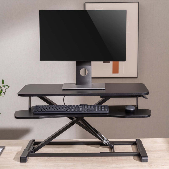 Alzata per monitor 80x40cm con porta tastiera, regolabile, Supporto di rialzo per computer
