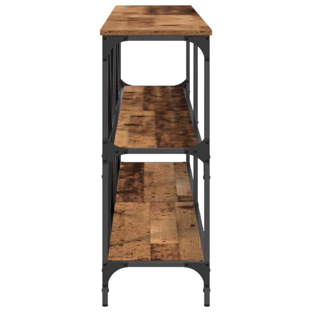 Tavolo Consolle Legno Vecchio 200x30x75 cm Legno Ingegnerizzato e Acciaio
