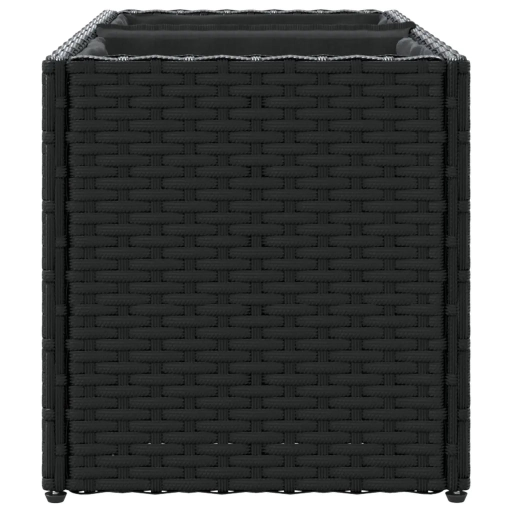 Fioriera | Cassetta per fiori | Vaso da Giardino con 2 Vasi Nera 72x30x32 cm in Polyrattan