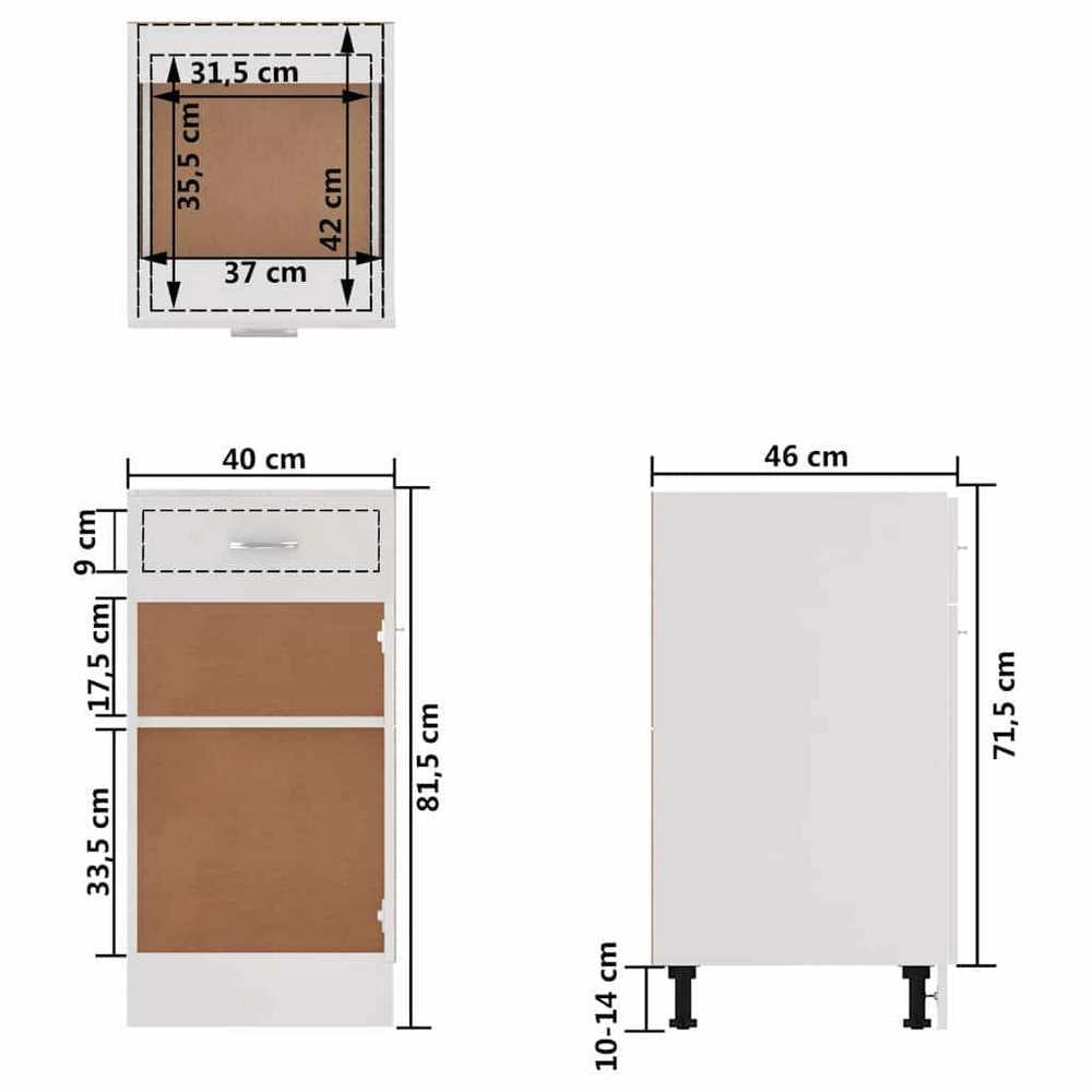 Kitchen Drawer Storage Cabinet 40x46x81.5 Cm MDF Material Matte White Floor Standing Organization System For Kitchen Space Optimization