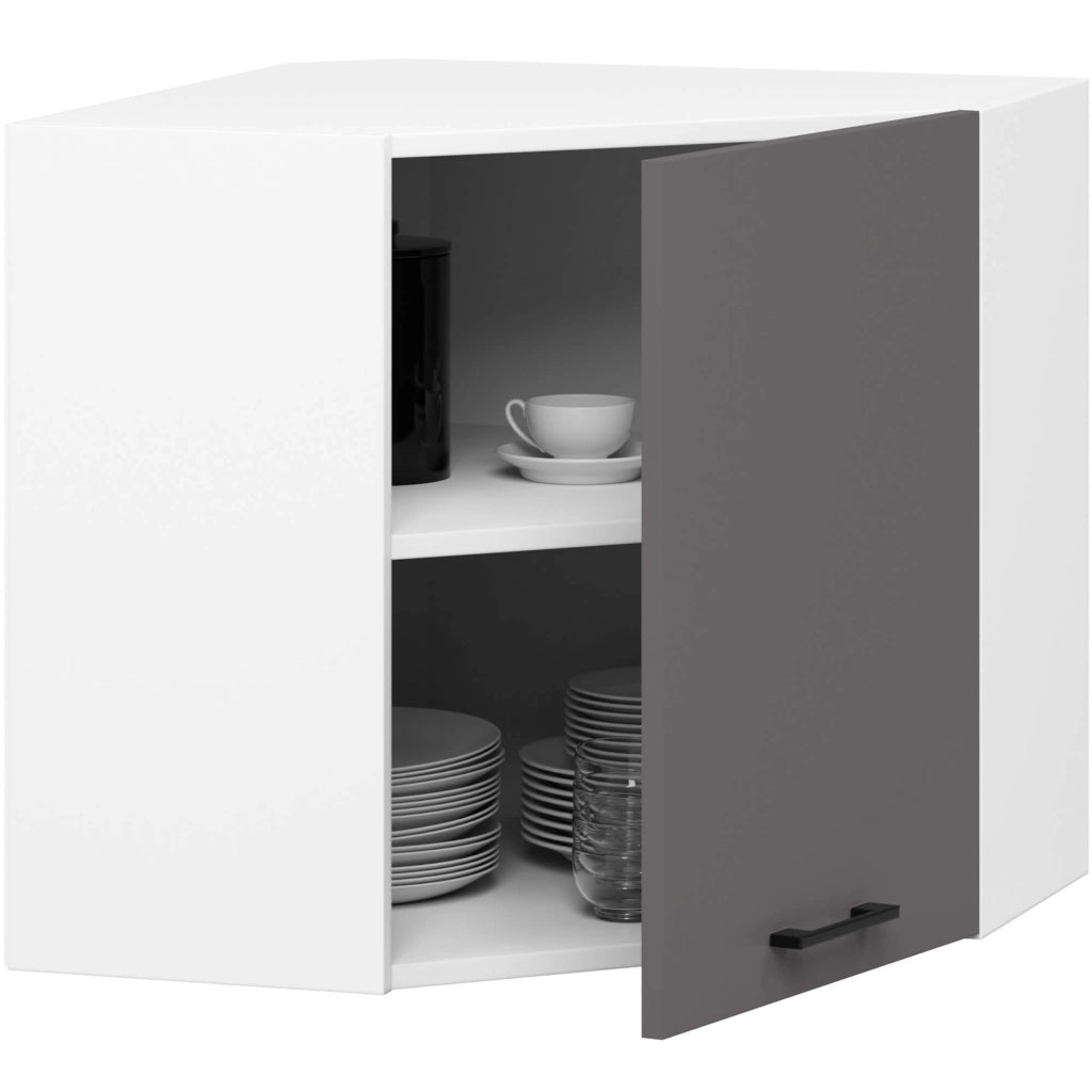 Mobile da cucina pensile ad angolo sistema AKORD OLIWIA Bianco 60 cm 1 anta inserto frontale Grigio Grafite 60x30x58 cm